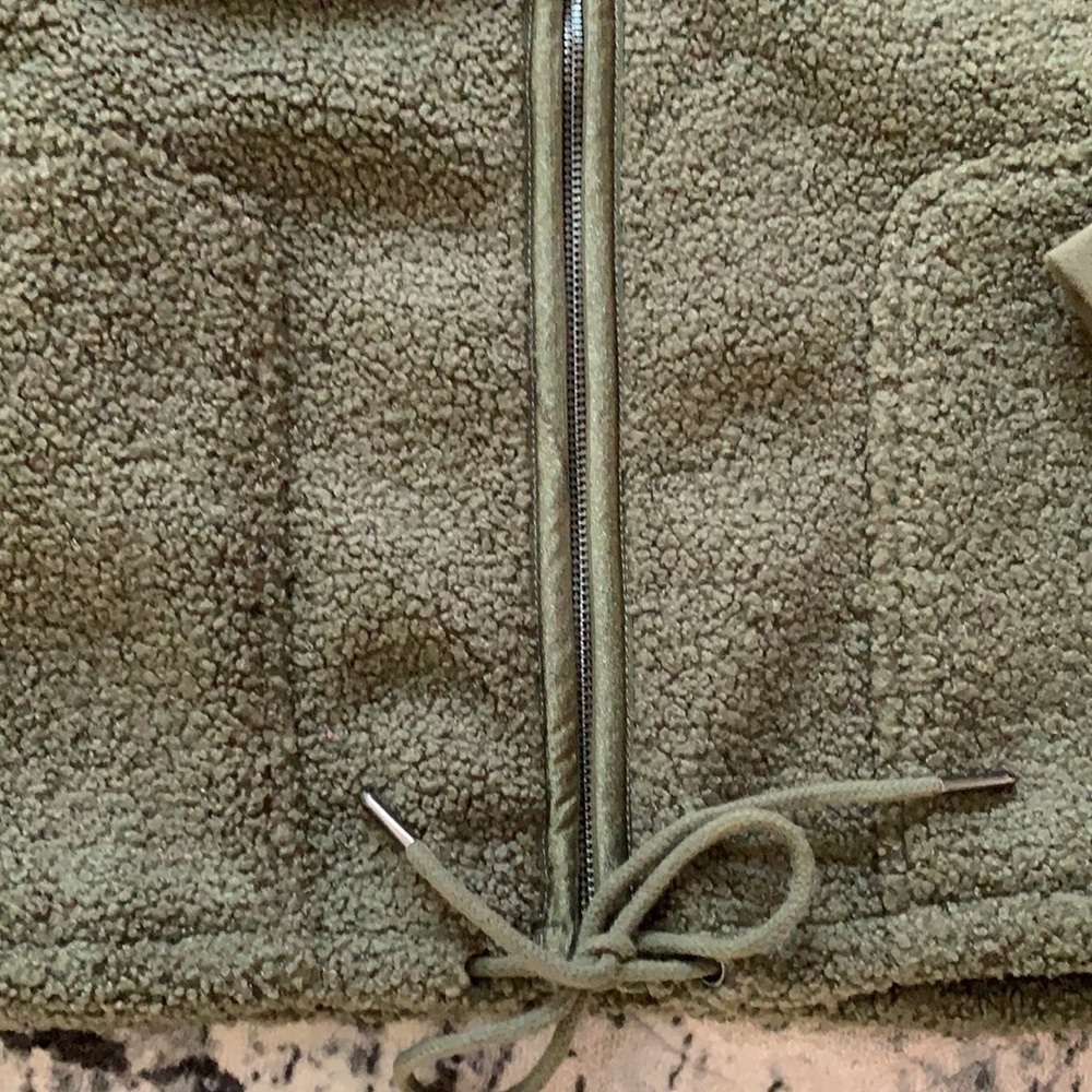 Banana Republic Olive Green Sherpa Zip Up Bomber Jacket Size Medium - Picture 6 of 11
